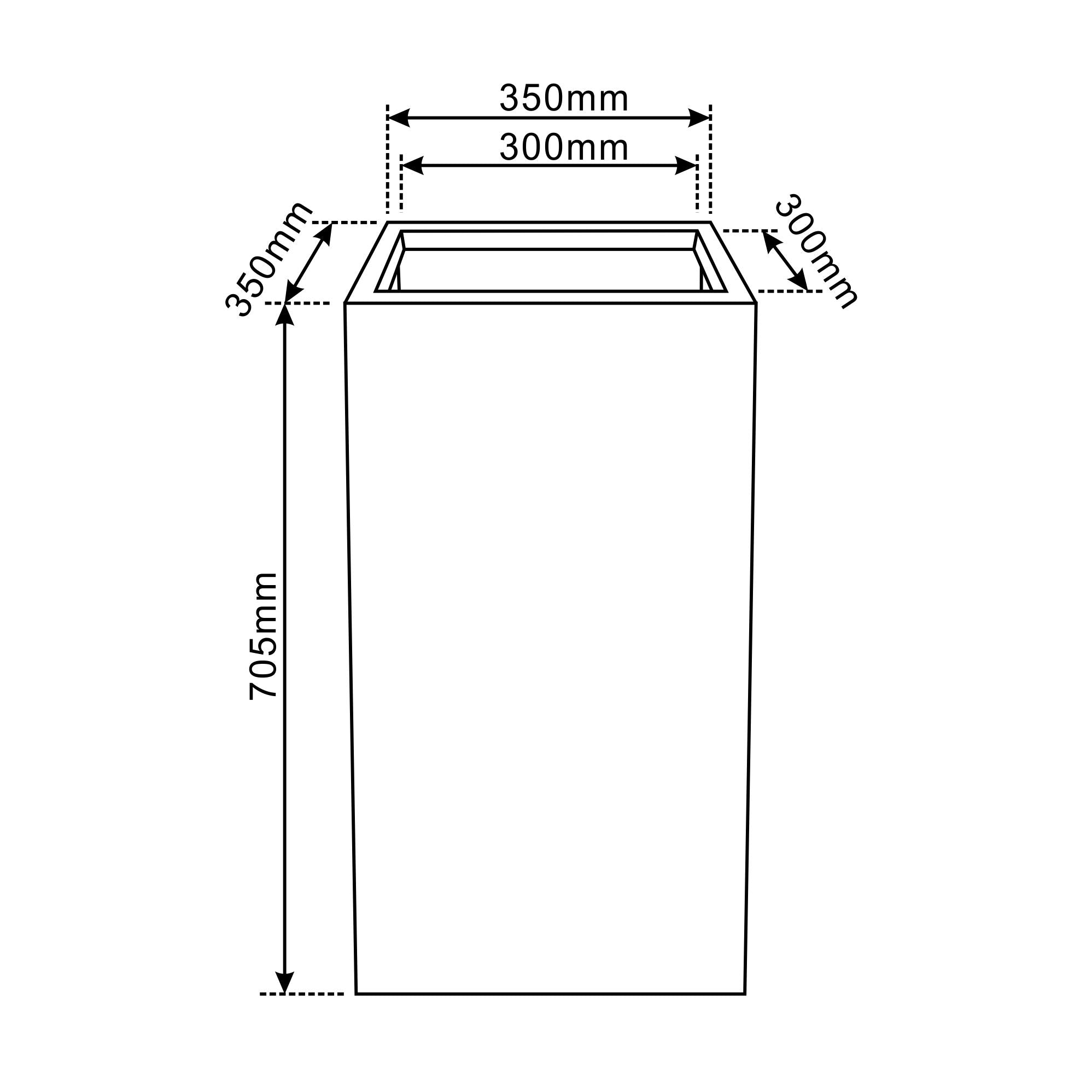 Beton-Pflanzkübel Dunkelgrau – (35 × 35 × 70 cm)