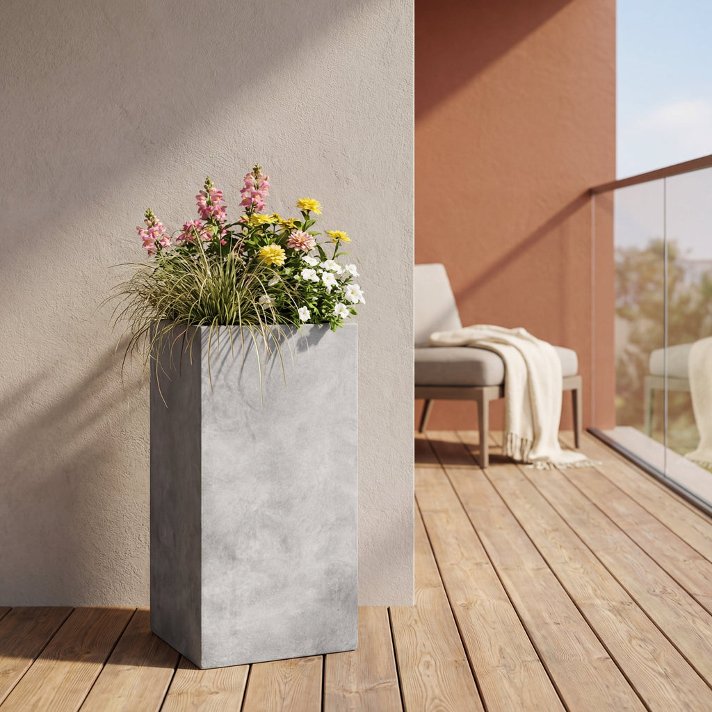 Beton-Pflanzkübel Hellgrau – (35 × 35 × 70 cm)
